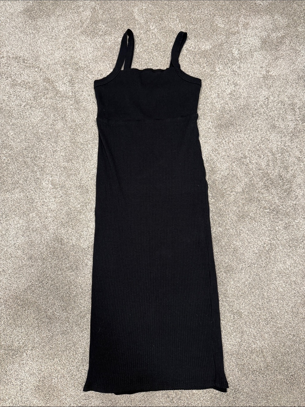 Good American Black Ribbed Maxi Tank Dress